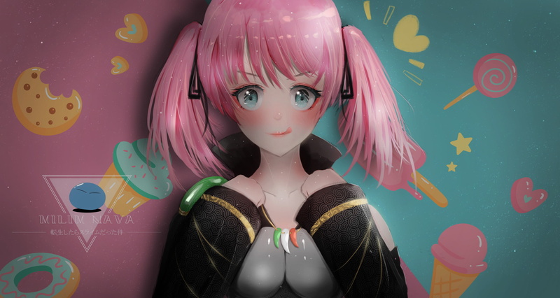 Pink Hair, Milim Nava, Anime, That Time I Got Reincarnated as a Slime, Girl, Twintails, Aqua Eyes, 2K