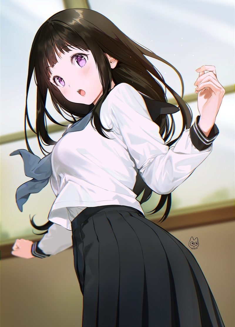 Chitanda Eru, black hair, 720P, anime girls