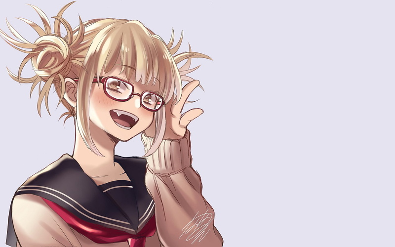 Glasses, Blonde, Girl, Face, Smile, Anime, 1080P, My Hero Academia, Himiko Toga, Blush