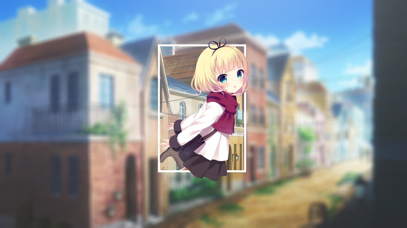 blue eyes, disguise, white skin, Gochuumon wa Usagi Desu ka, architecture, Gochuumon wa Usagi Desu ka?, selective focus, piture in picture, dressing up