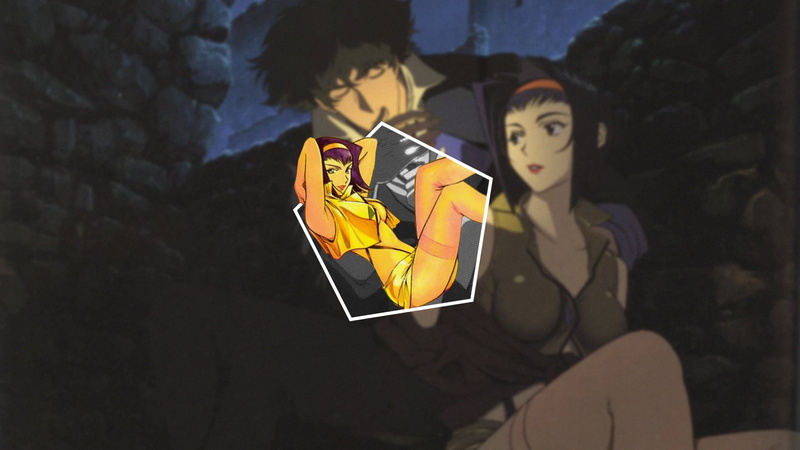 purple hair, Spike Spiegel, anime girls, Cowboy Bebop, picture-in-picture, 1080P, anime, piture in picture, Faye Valentine, stockings