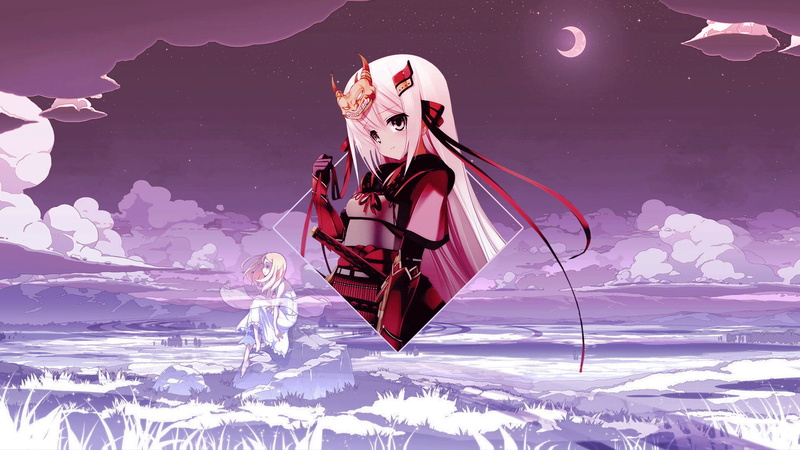 Photoshop, piture in picture, anime, picture-in-picture, digital art, anime landscape, samurai mujer, samurai, anime girls, 1080P