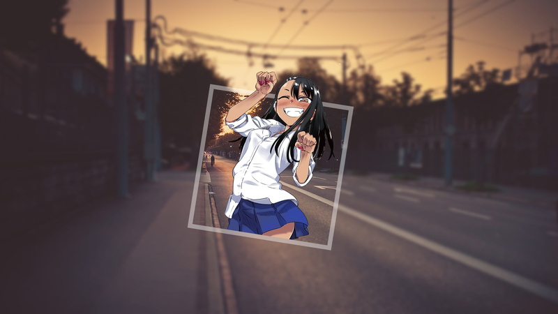 school uniform, dusk, picture-in-picture, blurred, manga, 1080P, cityscape, dark hair, piture in picture