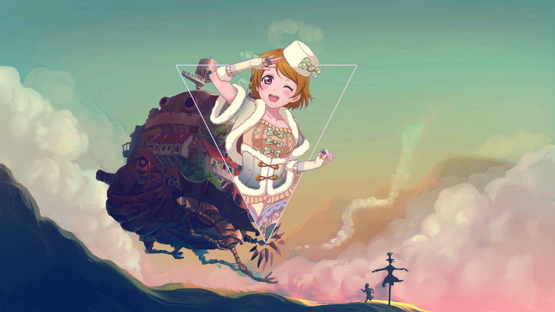 digital art, anime girls, picture-in-picture, anime, clouds, piture in picture, Photoshop, 1080P, anime landscape