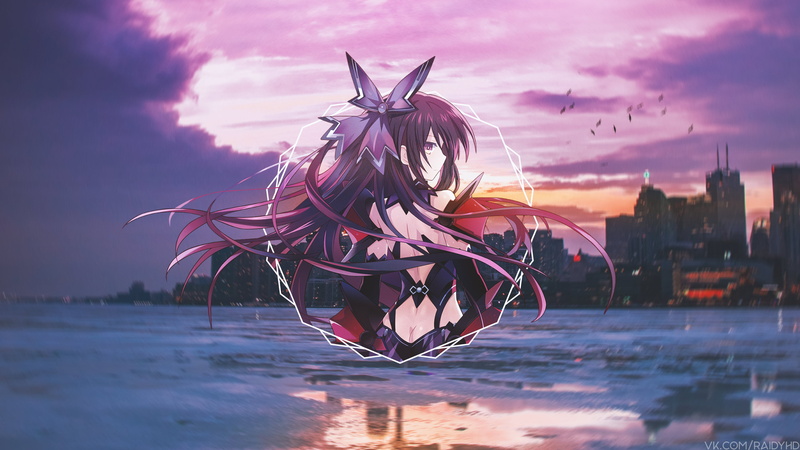 anime, Date A Live, 4K, anime girls, picture-in-picture, Yatogami Tohka