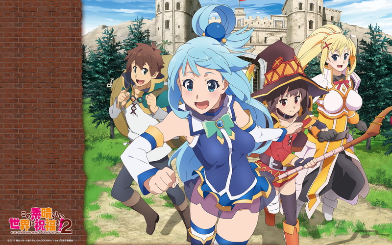 white skin, 1080P, artwork, anime girls, Kono Subarashii Sekai ni Shukufuku wo!, Aqua (KonoSuba), Megumin, anime, Darkness (KonoSuba)
