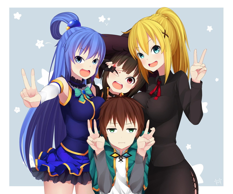 KonoSuba – God’s blessing on this wonderful world!!, Kazuma Satou, Aqua (KonoSuba), Megumin (KonoSuba), Darkness (KonoSuba), Anime, 1080P