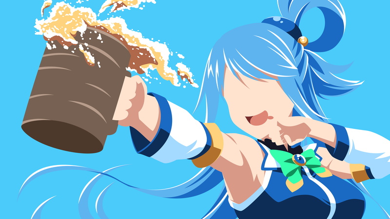 leisure activity, blue, Kono Subarashii Sekai ni Shukufuku wo!, 4K, emotion, cartoon, Aqua (KonoSuba), creativity, human representation, men, people, nature