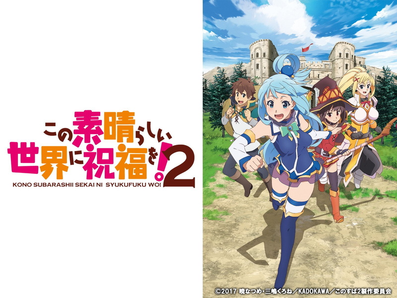 human representation, day, 720P, white skin, sky, anime girls, multi colored, lifestyles, Aqua (KonoSuba), Darkness (KonoSuba), architecture, art and craft