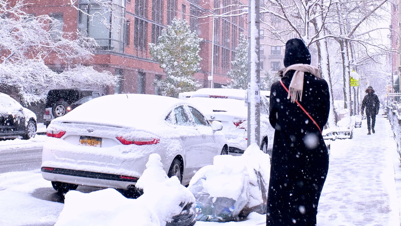 mode of transportation, cold temperature, chelsea, day, girl, encounter, transportation, one person, motor vehicle, love, outdoors, snowing, winter, scarf