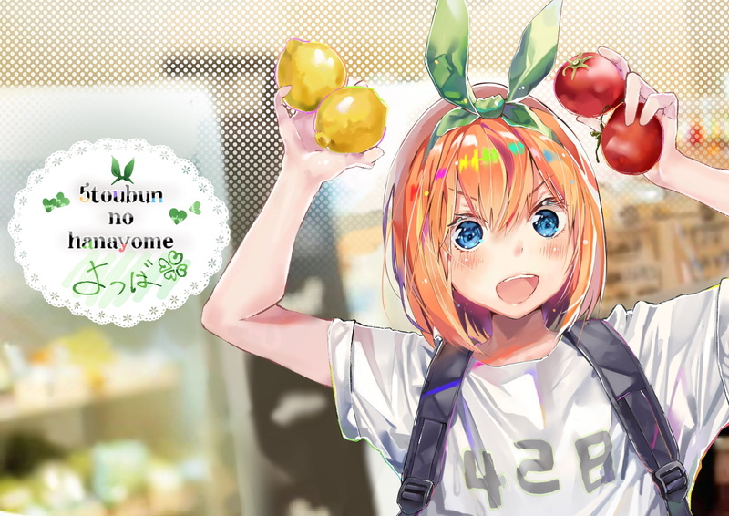 720P, short hair, Yotsuba, 5-toubun no Hanayome, anime girls, ribbon, Nakano, redhead