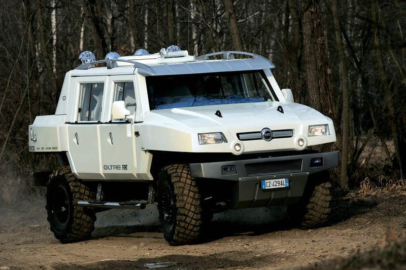 tree, fiat, 2K, travel, off-road vehicle, land, no people, parking, day, 2005, concept, outdoors, stationary, car, truck, field, 4x4, plant, motor vehicle