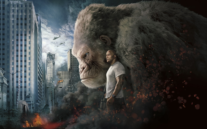 Dwayne Johnson, Apartments, Movie, Towers, Claire, Extraordinarily, Flame, Houses, Okoye, Fire, 2018, GEORGE, Fearsome, Dr., Destroyed, Sci-Fi, Film, Wolf