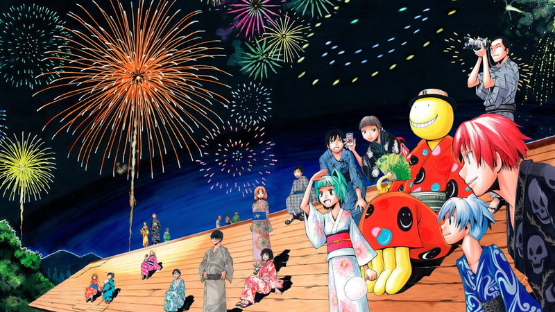 event, firework display, men, girls, group, Yukiko Kanzaki, women, real people, Taiga Okajima, enjoyment, 720P, Kōki Mimura, Koro-sensei, offspring, child