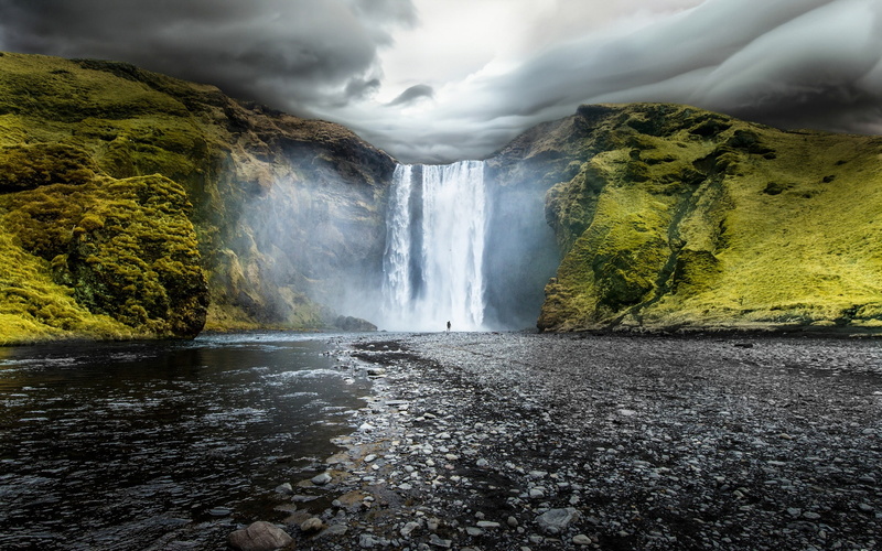 travel destinations, falling water, waterfall, power, motion, flowing, cloud - sky, iceland, power in nature, non-urban scene, land, flowing water, waterfalls