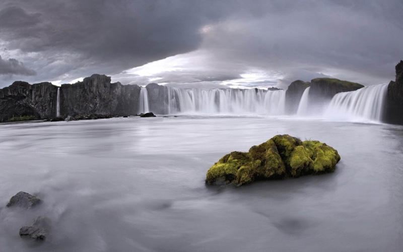 motion, flowing, rock - object, falling water, waterfalls, cloud - sky, widescreen, scenery, 1080P, scenics - nature, outdoors, natural, waterfall, sea