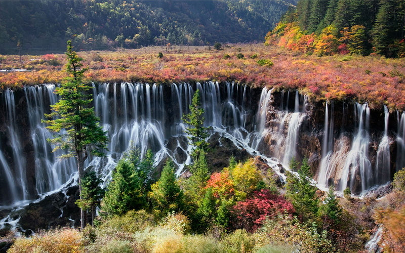 province, tibetan, jiuzhaigou, park, 1080P, located, nuorilang, northern, national, waterfall, nature, sichuan, china, reserve