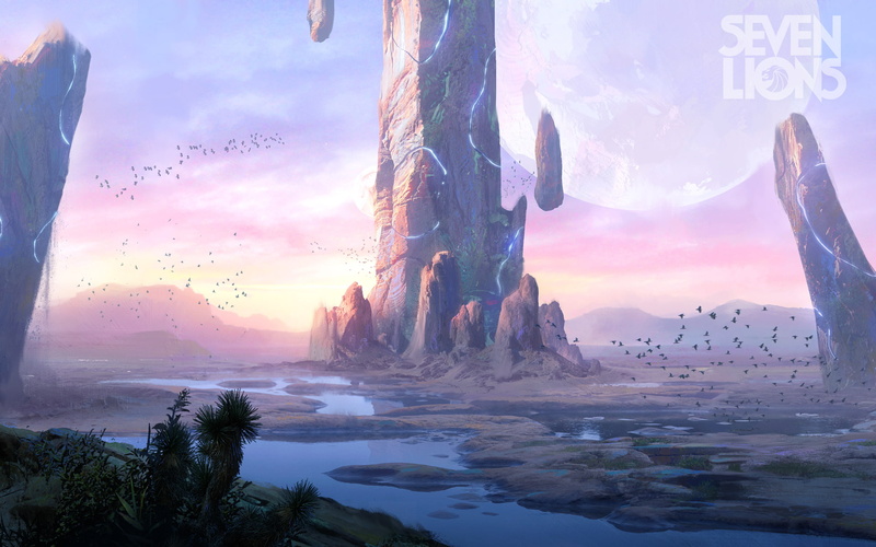 fantasy art, music, landscape, 1080P, Seven Lions, mountains