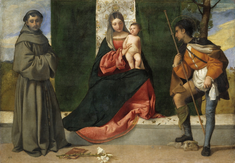 Titian Vecellio, 2K, CA. 1510, between St. Anthony of Padua and St Roch, The Madonna and child