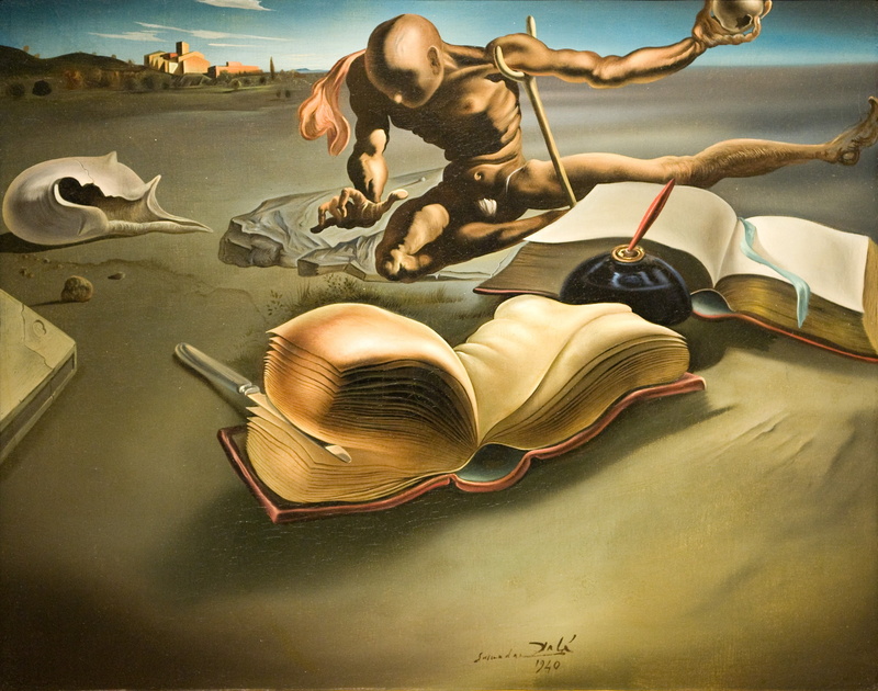 Quills, Classic Art, abstract, books, painting, Salvador Dalí, 2K