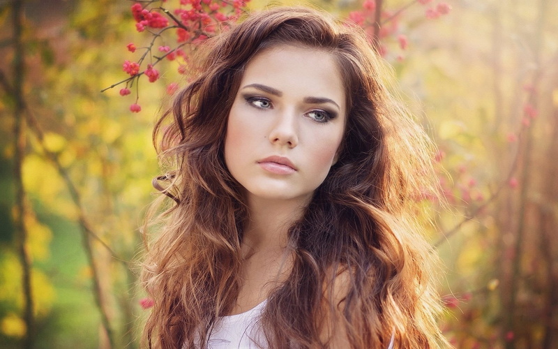 beauty in nature, portrait, beautiful woman, plant, brown hair, headshot, hairstyle, hot girl pics 1920x1200, fashion, adult, young adult, outdoors, long hair
