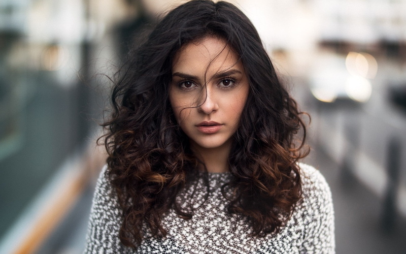 beautiful people, sweater, looking at camera, adult, headshot, hair, human hair, fashion, contemplation, clothing, young adult, hairstyle, front view, beautiful woman