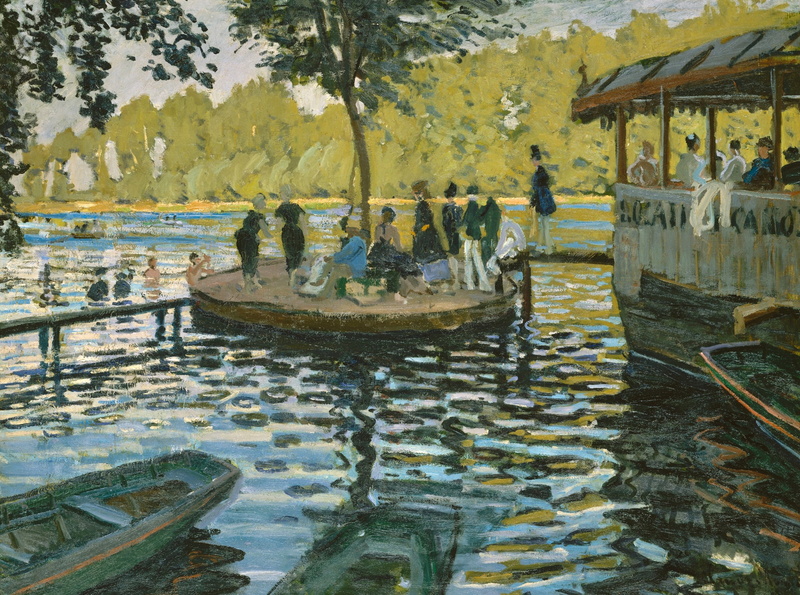 The Grenouillere, Claude Monet, picture, people, 2K, genre, landscape