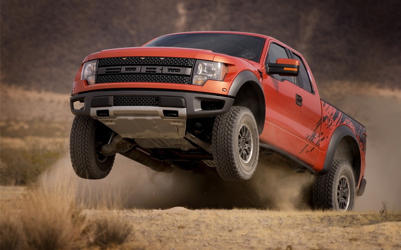 jump, ford, action, extended, black, stop, raptor, 1080P, hd, cars, truck, red