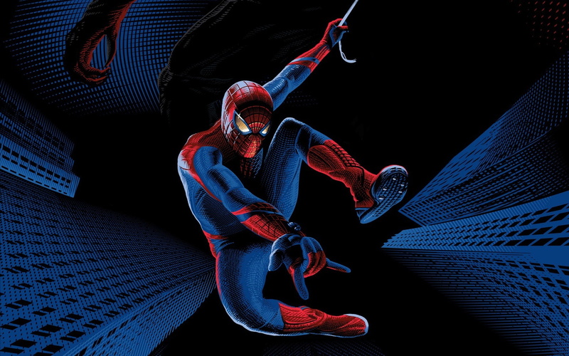 pattern, superhero, indoors, blue, illuminated, Andrew Garfield, close-up, The Amazing Spider-Man, web, digital, high angle view, marvel, 1080P, red