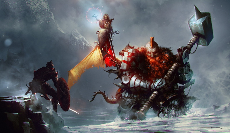 Armor, Warrior, Witch, Magic, Fantasy, Hammer, Dwarf, 1080P, Battle, Giant