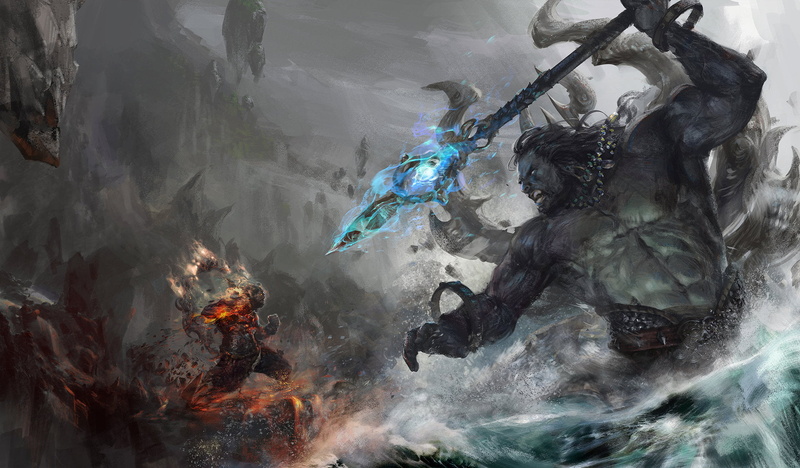 Giant, Battle, 1080P, Fantasy, Spear