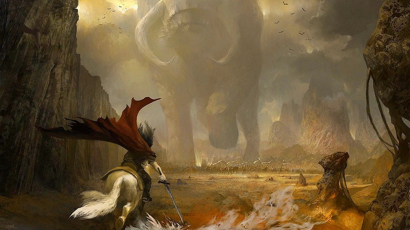fantasy battle, Giant, warrior, 1080P, horse, war