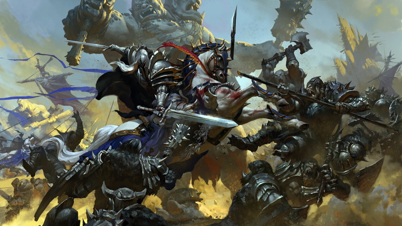 1080P, art, Bayard Wu, knight, battle, orcs, the giants