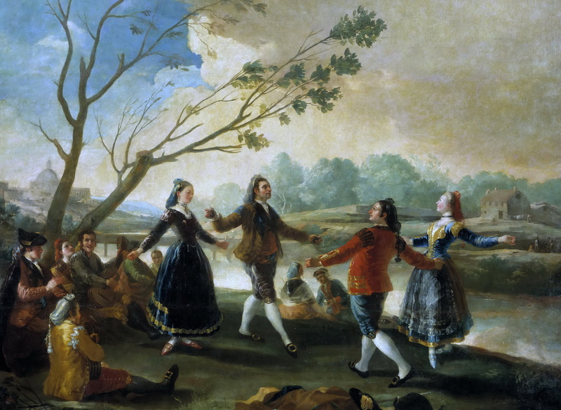 people, Francisco Goya, 1080P, picture, genre, Dancing on the Banks of the River Manzanares