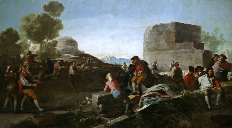 people, landscape, genre, Francisco Goya, picture, The game of Pelota, 1080P