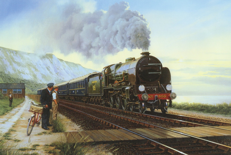 tourism, the car, train, canvas, engine, picture, locomotive, mountain, air pollution, the engine, real people, railroad Car, journey, old-fashioned, black