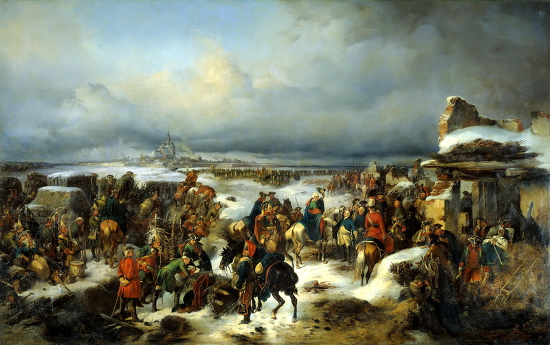 andquot;the capture of the fortress of colbergandquot;canvas, sky, 1080P, large group of people, land, water, snow, crowd, sea, leisure activity, architecture