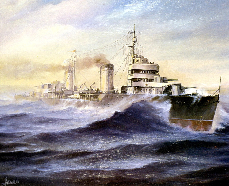 andquot;Moscowandquot;, the leader, sea, picture, 1080P, artist A. N. The lubyany, oil, war, canvas, during the battle