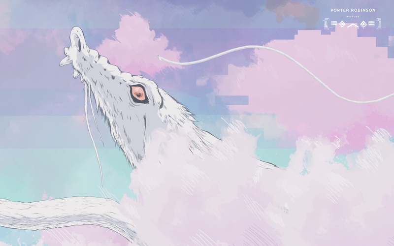 creativity, animal wildlife, beauty in nature, sky, vertebrate, 1080P, art and craft, pink color, outdoors, cloud - sky, digital composite, animal, Porter Robinson