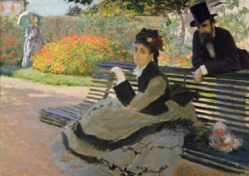 picture, genre, Camille Monet on a Garden Bench, Claude Monet, 2K
