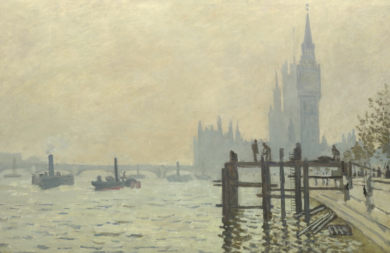 Claude Monet, boat, landscape, picture, fog, The Thames at Westminster, 2K, river