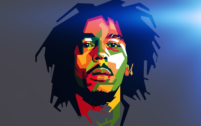 music, art, blue, illust, marley, celebrity, reggae, bob, 4K