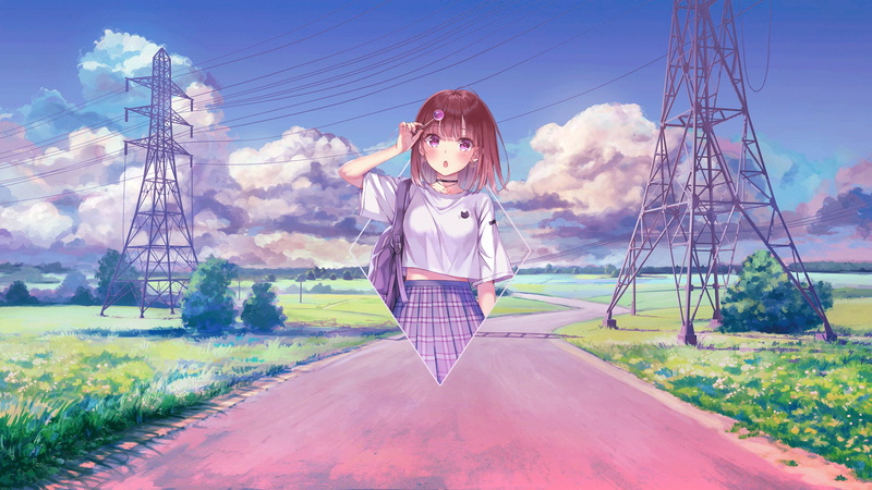 picture-in-picture, Platinum Conception s, digital art, schoolgirl, anime, anime girls, 1080P, Photoshop