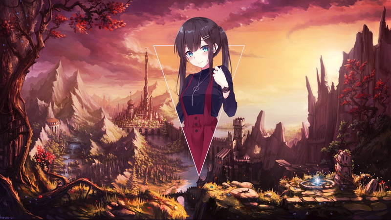 1080P, Photoshop, picture-in-picture, anime, anime girls, Platinum Conception s, digital art