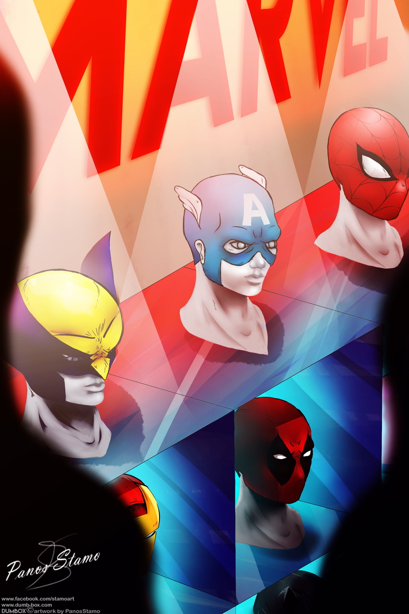 Wolvrine, Deadpool, representation, comics, human body part, people, mask, balloon, nightlife, indoors, 2K, artwork, toy, Spider-Man, Captain America