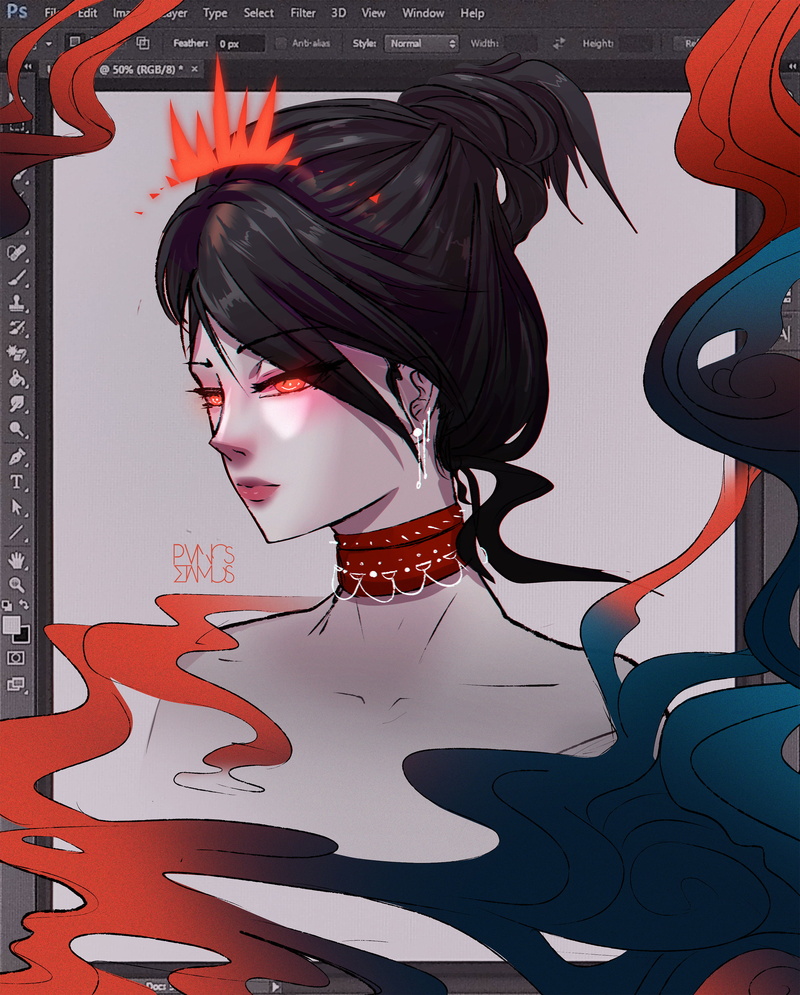 PanosStamo, fantasy girl, artwork, women, fantasy art, dark hair, 2K, drawing, anime girls, ArtStation, orange, digital art