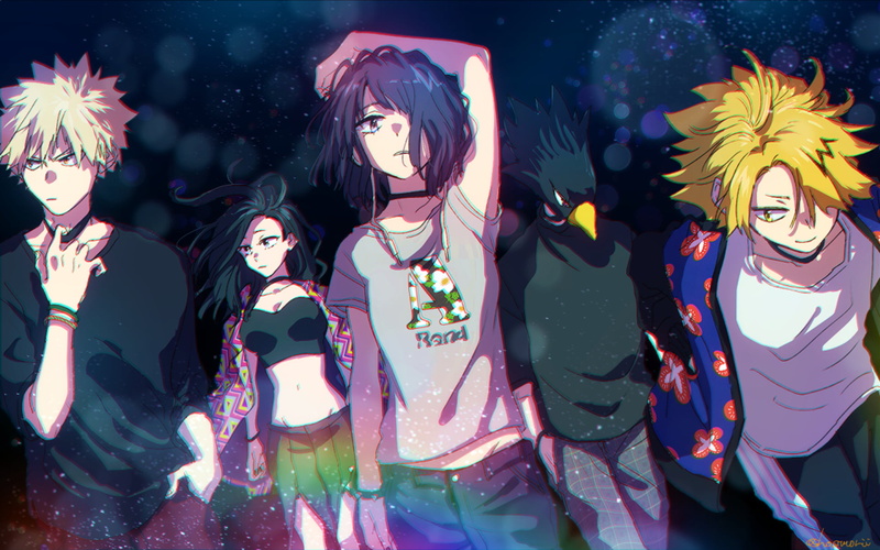 Denki Kaminari, Momo Yaoyorozu, 1080P, Katsuki Bakugou, Kyōka Jirō, My Hero Academia, Anime, Fumikage Tokoyami