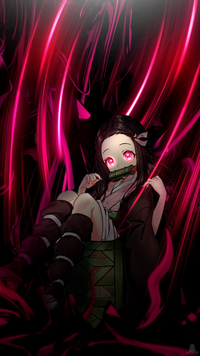 anime girls, anime, Kimetsu no Yaiba, Kamado Nezuko, 1080P, red