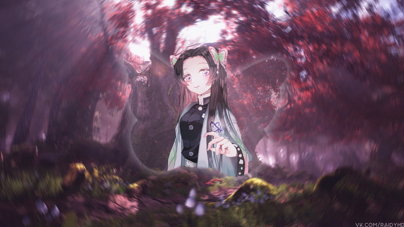 picture-in-picture, Kimetsu no Yaiba, Kochou Kanae, anime, anime girls, 4K