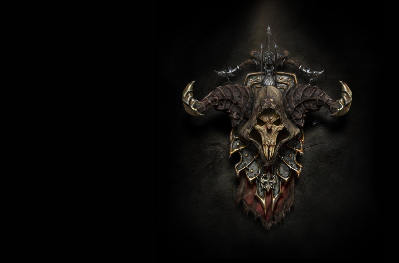 ricardo luiz mariano, the game, coat of arms, spider, skull, fantasy, art, 2K, diablo 3 - demon hunter shield, horns, shield, crossbow, weapons
